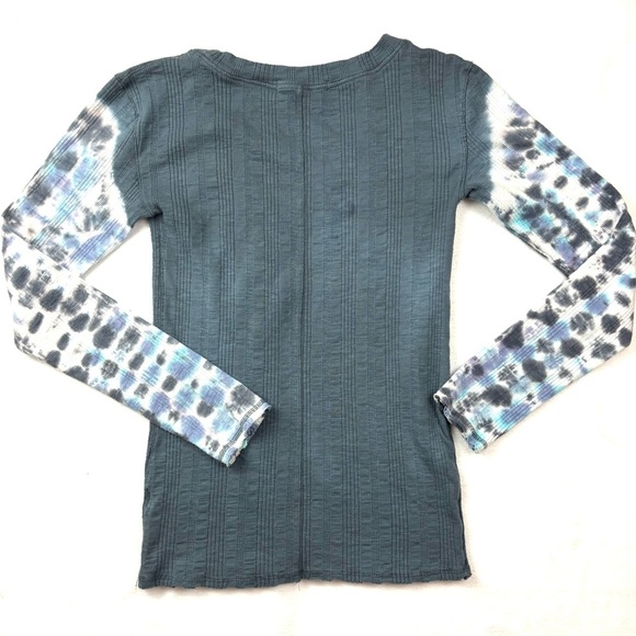 We The Free Women's Blue/Gray Tie-Dye Scoop Neck Long Sleeve Ribbed Top Size XL - Picture 9 of 16